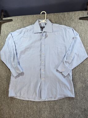 Sean John Light Blue Herringbone Dress Shirt Mens XL Button Front